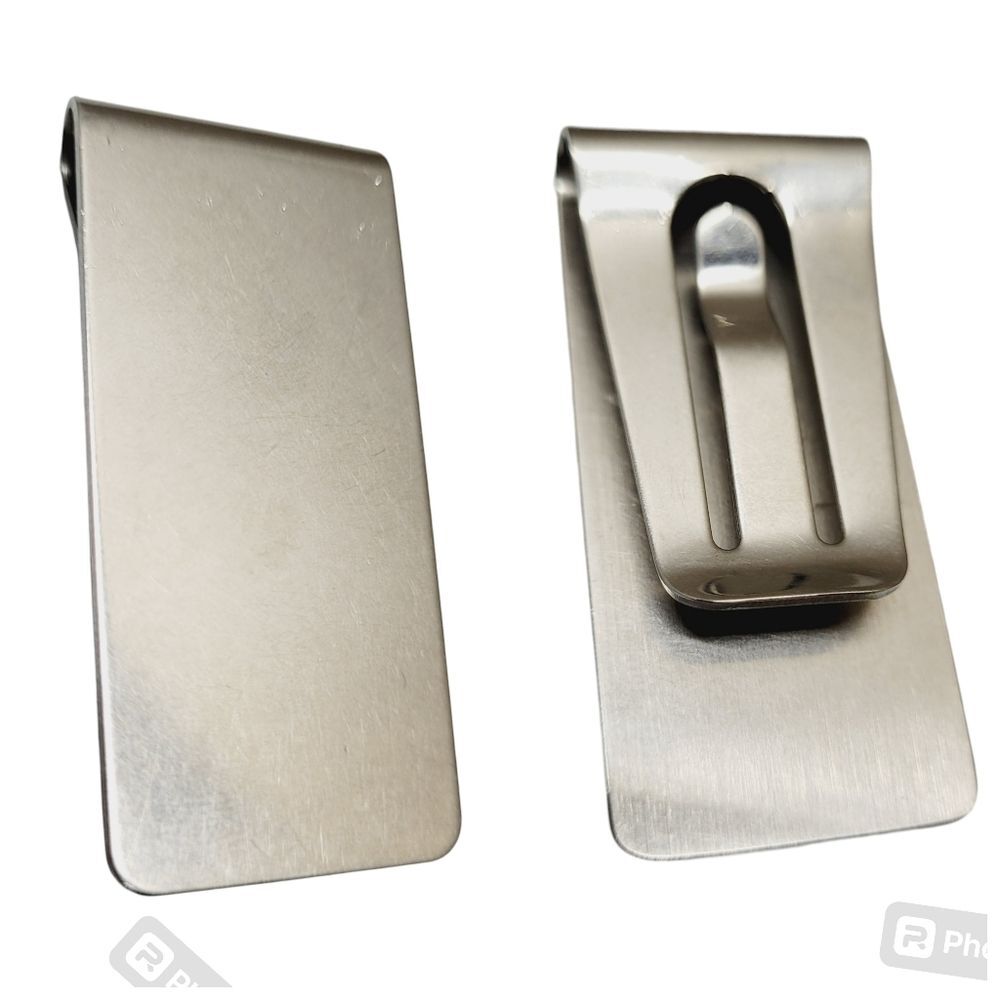 ^ Silver tone money clip 2" long Men's